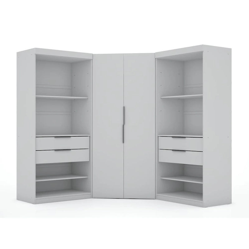 Mulberry 2.0 halb-offenes, 3-teiliges, modernes Eck-Kleiderschrank-Set mit 4 Schubladen