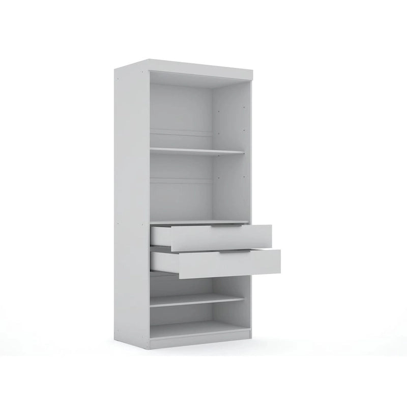 Mulberry 2.0 halb-offenes, 3-teiliges, modernes Eck-Kleiderschrank-Set mit 4 Schubladen