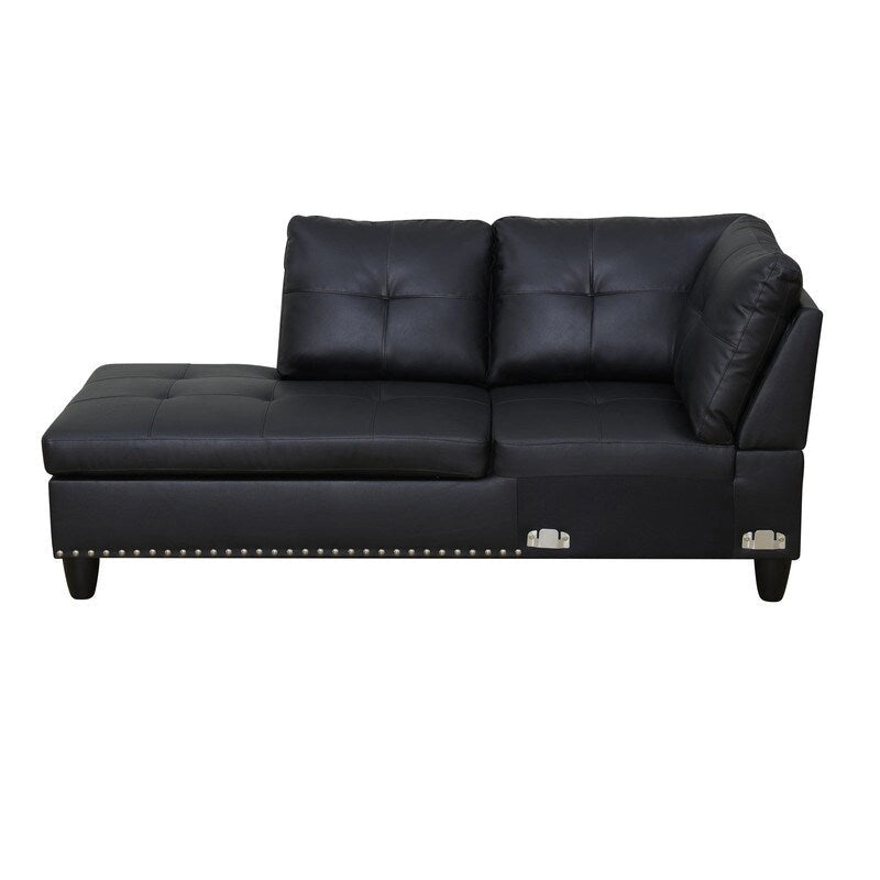 Modernes 3-teiliges Sofa-Set aus schwarzem Kunstleder: Elegantes Design für Wohnzimmer