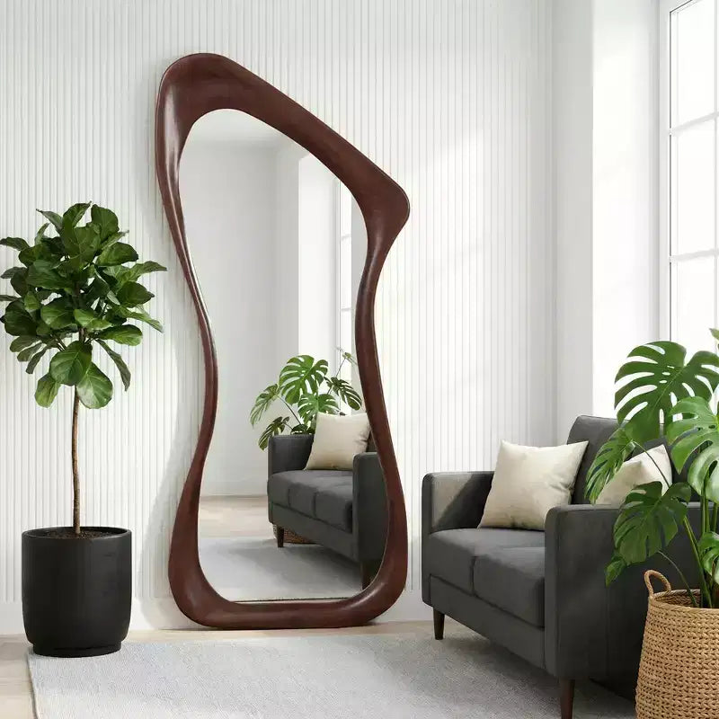 Dovelina 71H*31W Asymmetrischer Ganzkörperspiegel, dekorativer Anlehnspiegel, moderner Badezimmerspiegel für Wohnzimmer, Esszimmer, Flur und Schlafzimmer