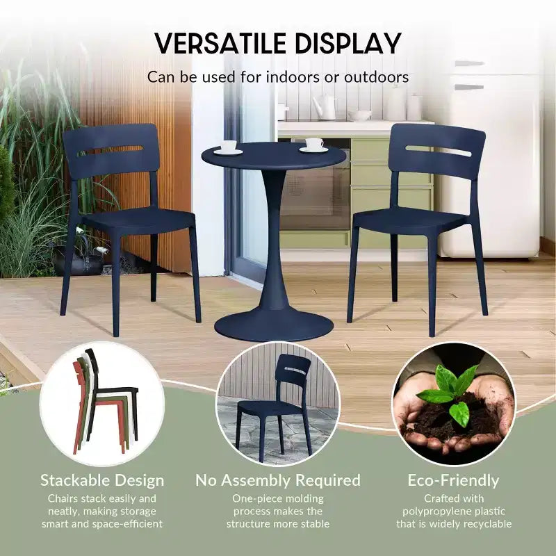 WestinTrends Playa Modern 5-teiliges Essgruppe aus Kunstharz für die Terrasse mit stapelbaren Terrassenstühlen