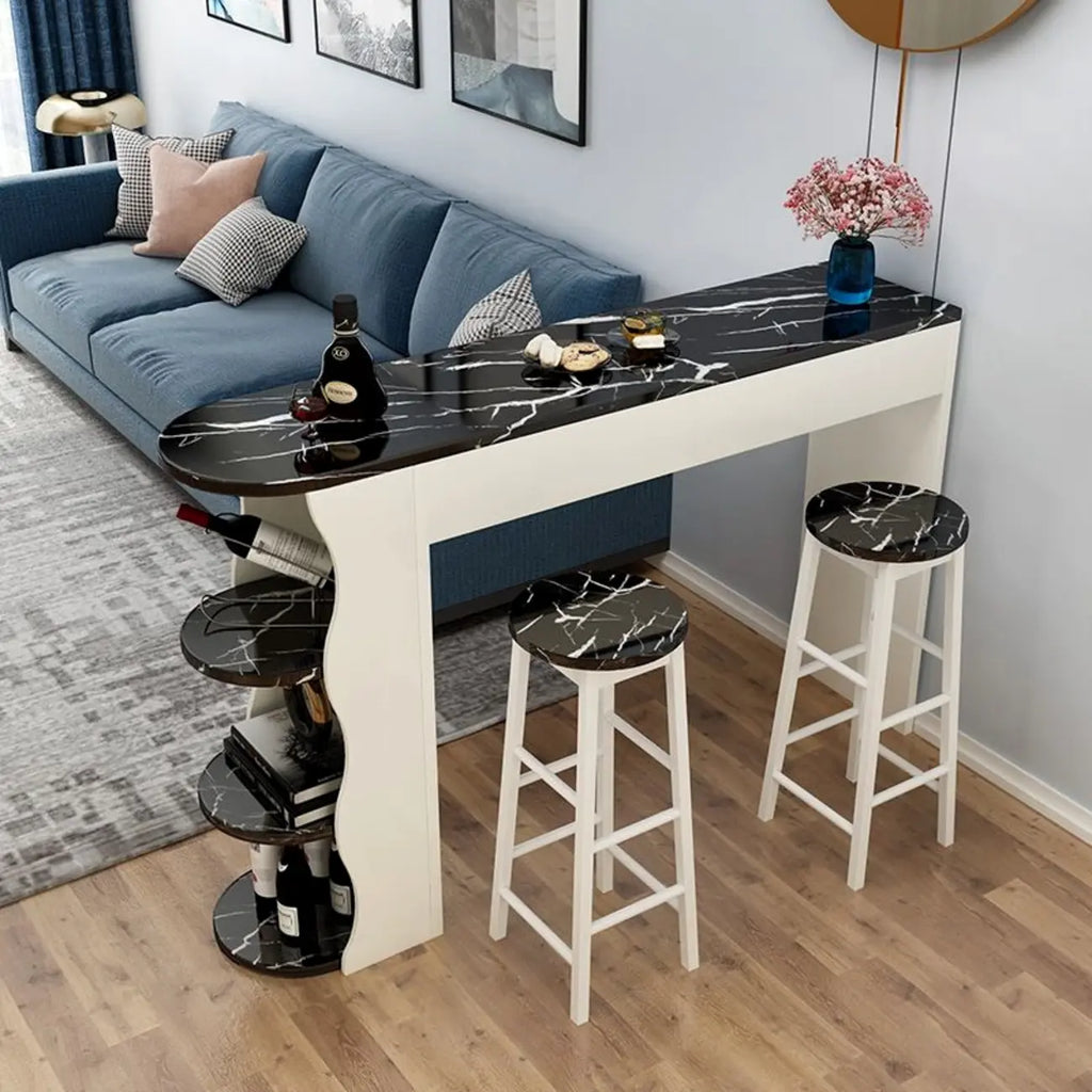 Moderne asymmetrische Bar-Tische aus schwarz-weißem Holz