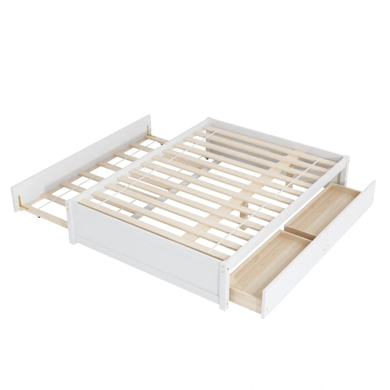Doppelbett mit Einzelbett-Schiebebett und zwei Schubladen