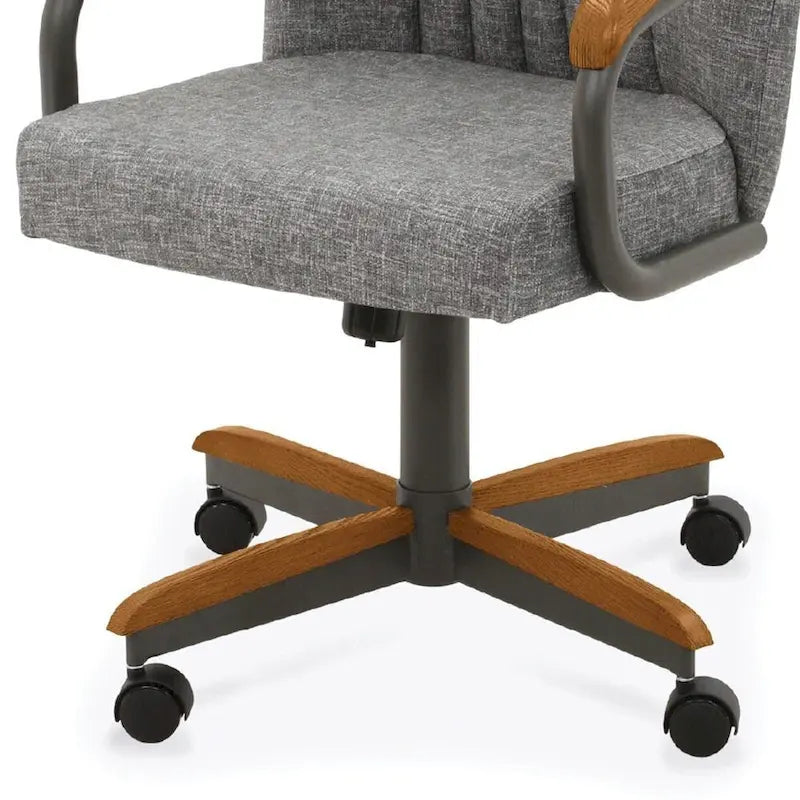 Chromcraft Douglas Esszimmerstühle mit Rollen in Kastanienbraun, graues Finish (2er-Set)