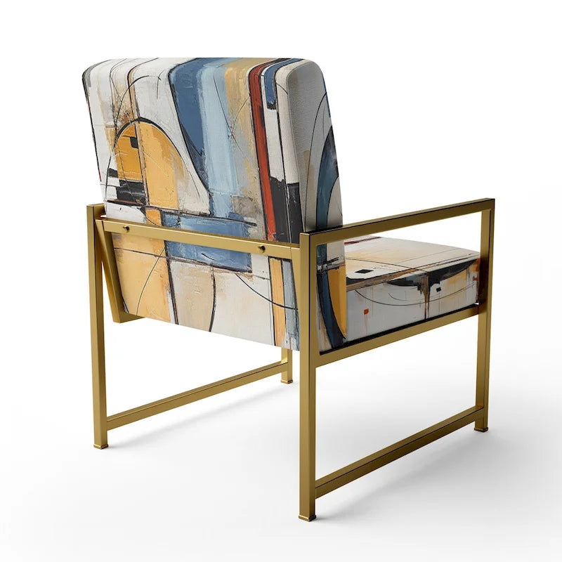 Designart Colorful Mid Century Abstract Fusion I Polsterter Mid-Century Akzentsessel und Mid-Century Modern Sessel