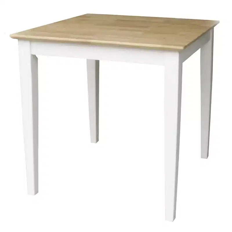 3-teiliges Esszimmer-Set mit Esstisch und 2 Leiterrückenstühlen Weiß/Natur ¨C International Concepts: Massivholz, Quadratisch, Ohne Verlängerung
