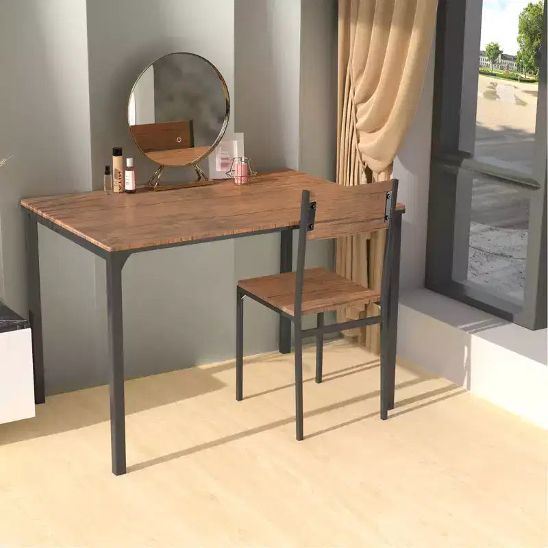 Costway 4-teiliges Esszimmertisch-Set, rustikaler Tisch, 2 Stühle & Bank mit Ablagefach
