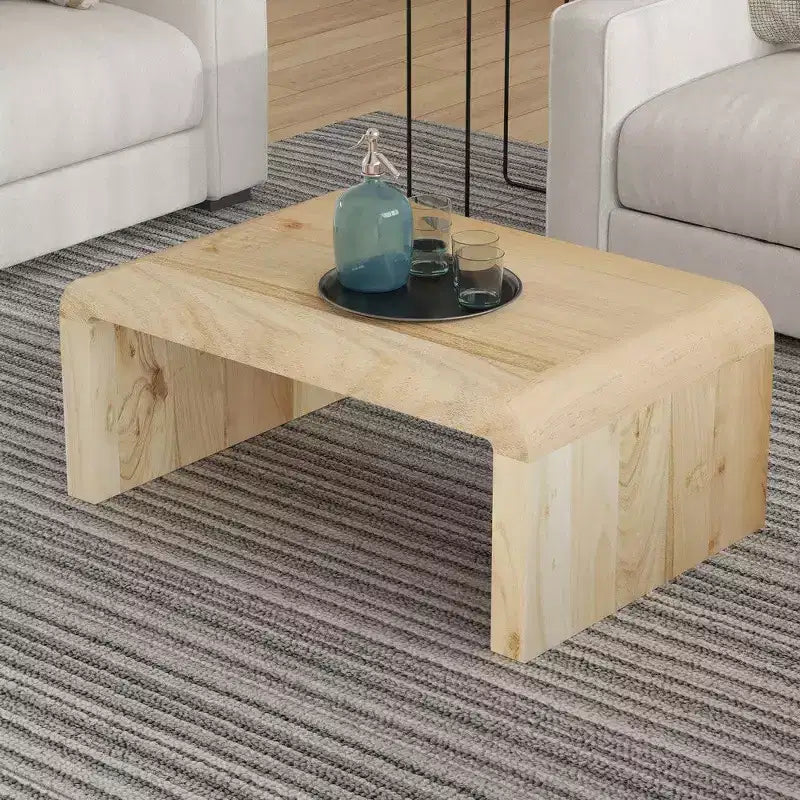 Royal Hampton Couchtisch, handgefertigt aus natürlichem Akazienholz, rechteckig, abgerundete Wasserfall-Tischplatte, 91 cm