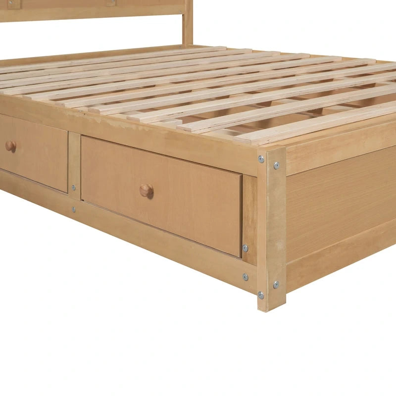 Holz-Plattformbett mit Stauraum und 2 Schubladen
