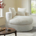WOWMAX 47-Zoll runder Chaiselongue-Sessel für den Innenbereich, gepolstertes Bodensofa aus Cord mit extrabreiter Liegefläche und 2 Zierkissen