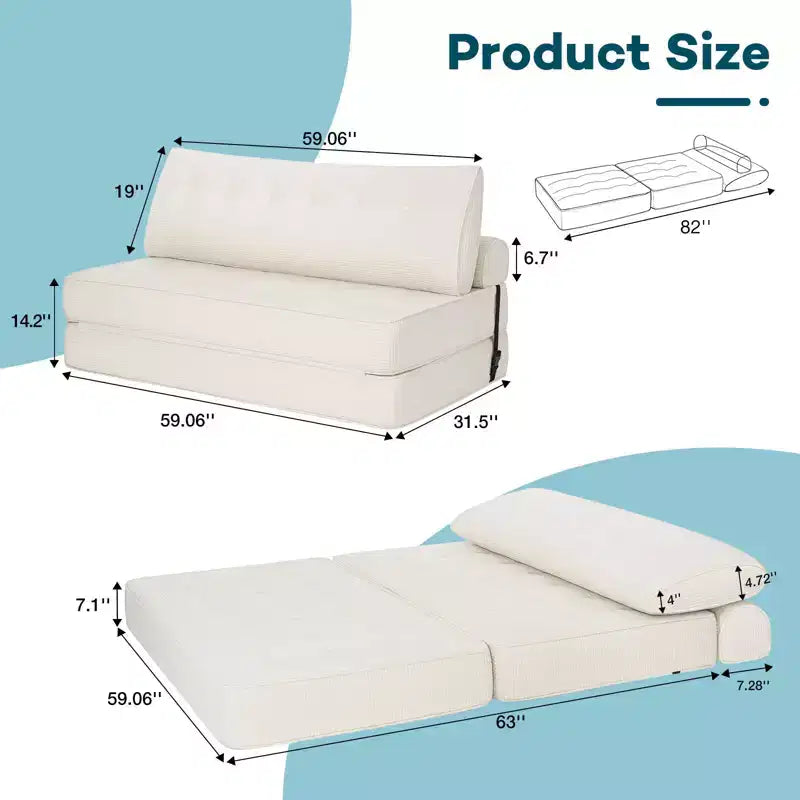WARMOUNTS Klappbares Schlafsofa mit verstellbarer Rückenlehne, wandelbares Queen-Size-Schlafsofa für Wohnzimmer & Büro