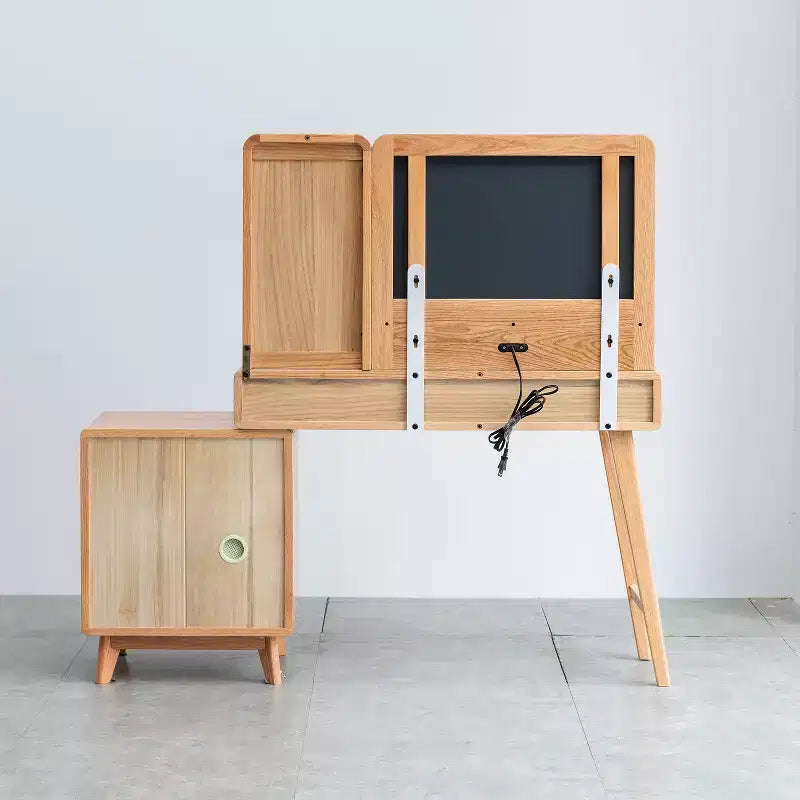 GDFStudio Crichton moderner Schminktisch aus massiver Eiche mit 4 Schubladen und Ablageflächen