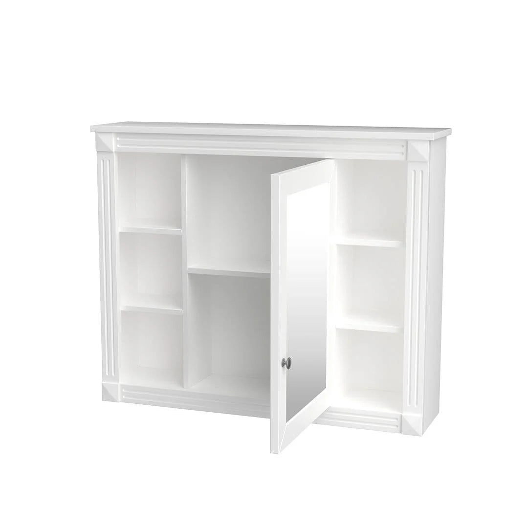 36" Moderner Badezimmer-Waschtisch mit Aufsatzwaschbecken und Spiegelschrank, 2 Türen und 2 Schubladen