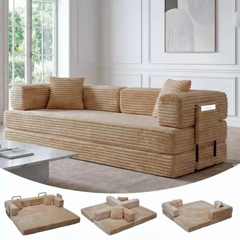 80,7" 5-in-1 ausklappbares Schlafsofa ??Kordsamt, 544 kg, keine Montage erforderlich