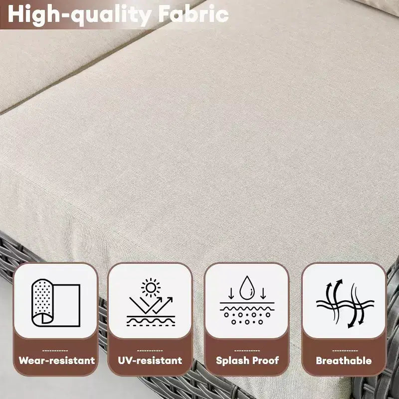 HOMLUX 2er-Set Terrassenstühle aus Korbgeflecht, wetterfeste Rattanstühle mit hoher Rückenlehne für den Außenbereich