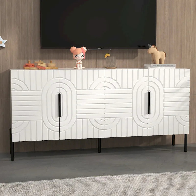 Stilvolle Eleganz: 63-Zoll-TV-Ständer in Weiß – für Fernseher bis zu 65 Zoll – 63 Zoll breit