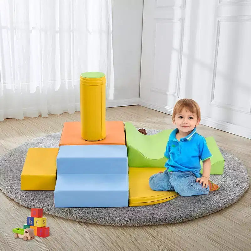 6-in-1-Kletter- und Krabbelspielset für Kleinkinder, Indoor-Spielgerät für aktives Spielen, Kletter- und Krabbelspielzeug, Turngerät für Jungen und Mädchen, bunt