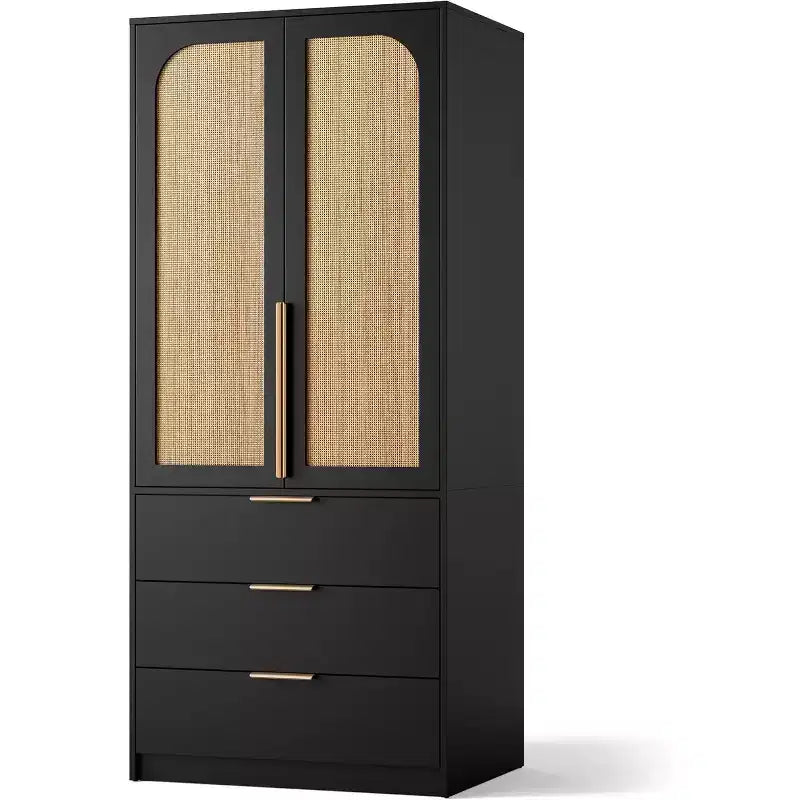 Kleiderschrank mit 2 Türen, 3 Schubladen und Kleiderstange