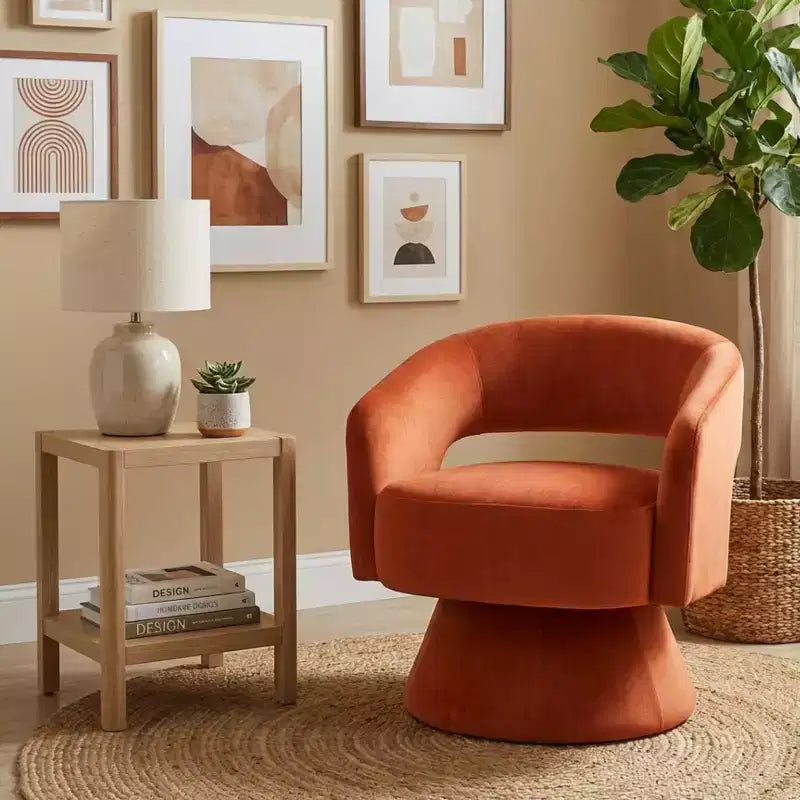 GDFStudio Hudson Moderner Luxus-Akzentstuhl mit Samtbezug und Drehfunktion