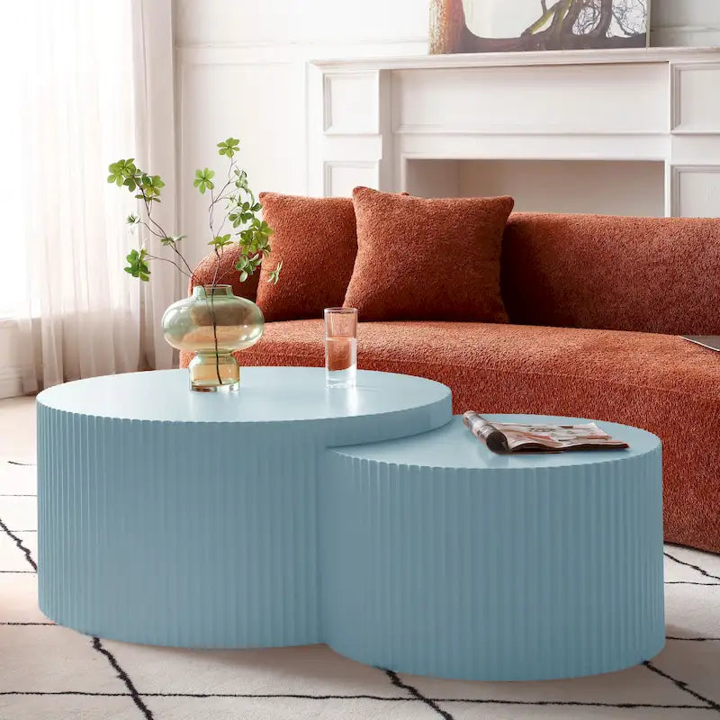 Modernes, glamouröses rundes Satztisch-Set für das Wohnzimmer (2-tlg.), nicht montiert