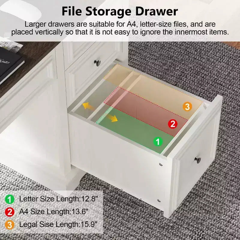 60-Zoll-Schreibtisch im Landhausstil fürs Homeoffice – Holzschreibtisch mit Schubladen und Stauraum im Schrank, rustikaler Schreibtisch für Arbeit und Studium