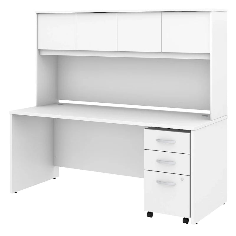 72-Zoll-Schreibtisch mit Aufsatz und mobilstem 3-Schubladen-Rollcontainer