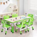 Kindertisch- und 6-Stuhl-Set, höhenverstellbarer Kindertisch und 6 Stühle für Kinder von 2–10 Jahren zum Basteln und Lernen, Tischplatte zum Beschriften, rutschfeste Tischbeine