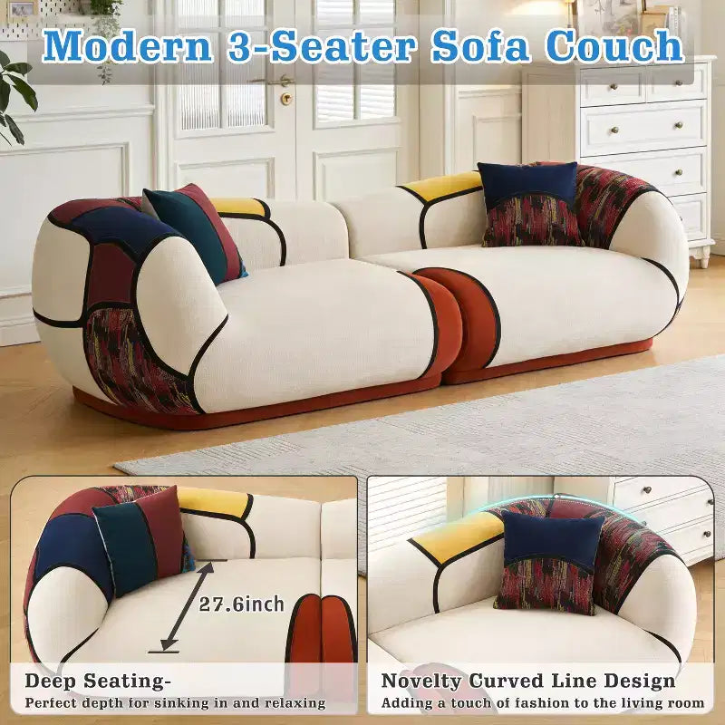 Dyonery 104-Zoll ultra-großes, modernes geschwungenes Sofa, modulares Bodensofa, inklusive Kissen, kein Aufbau erforderlich