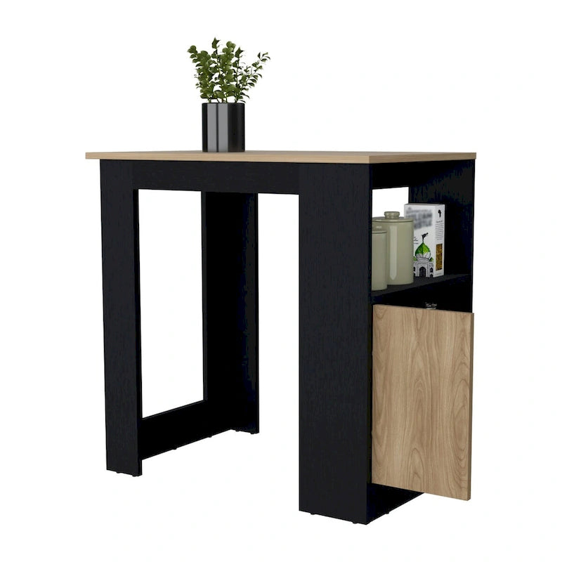 FM FURNITURE Arial Kücheninsel aus Melamin, Schwarz/Natur Eiche