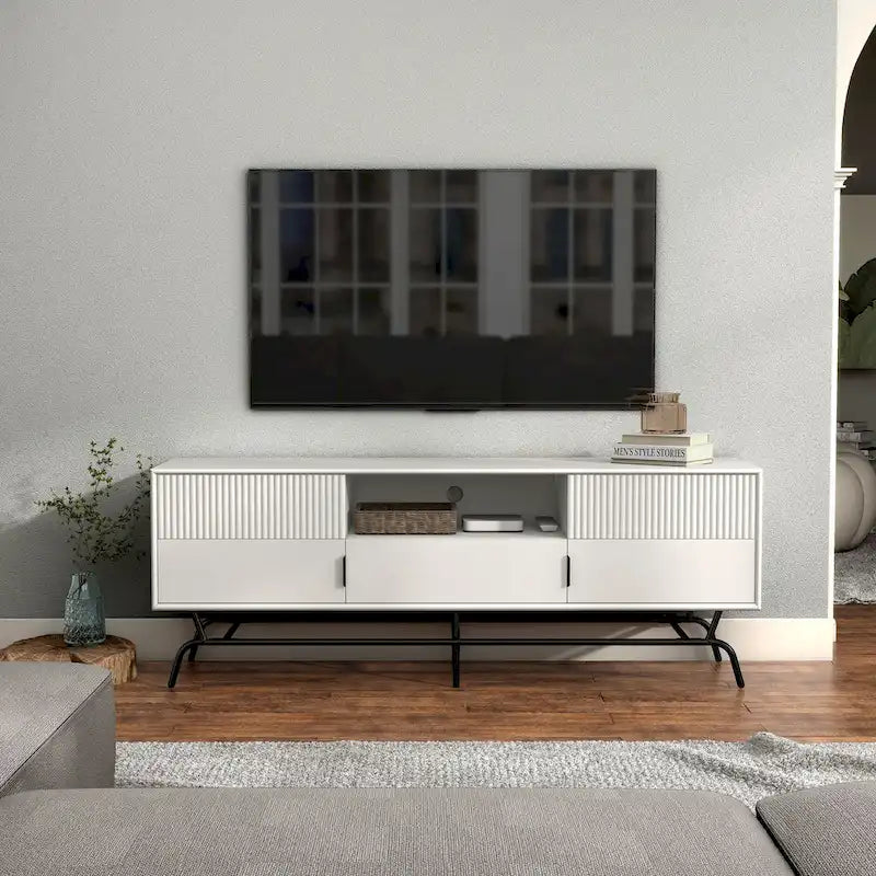 DH BASIC Modern 60-Zoll-TV-Lowboard mit 3 Schubladen und Kabeldurchführung von Denhour