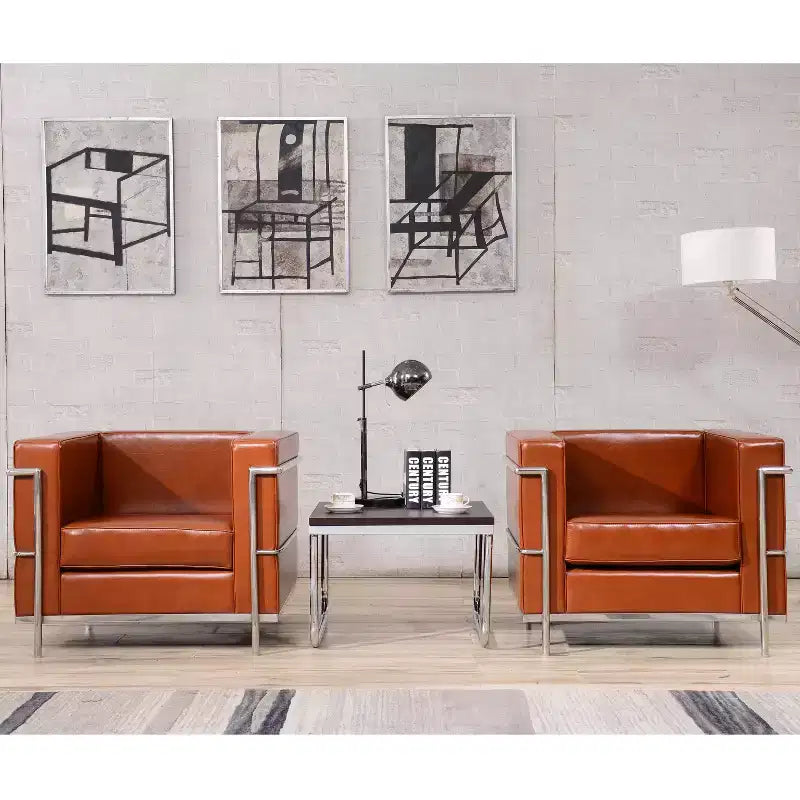 Emma and Oliver Contemporary LeatherSoft-Stuhl mit doppeltem Stangenrahmen