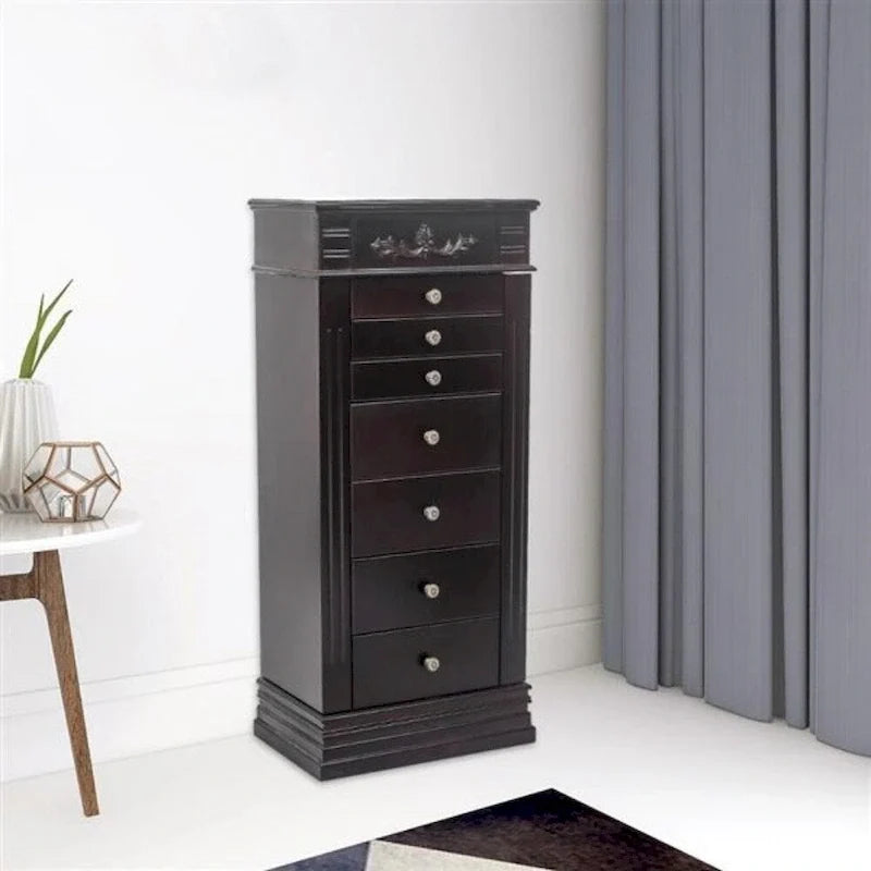 Stilvoller Schmuckschrank mit Spiegel und Kettenhaken - 18,5 x 12 x 42