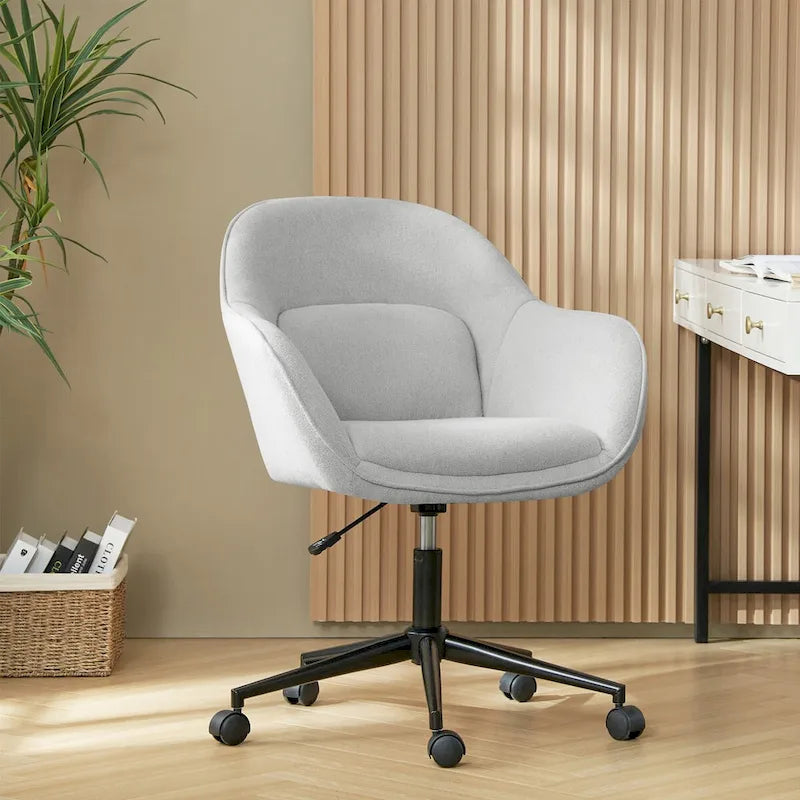 Victoria Bürostuhl mit geschwungenem Rücken, drehbar, mit Rollen und Metallgestell von HULALA HOME