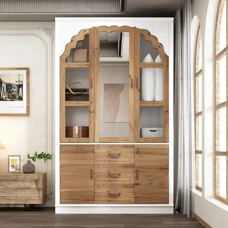 Vintage-inspiriertes zweiteiliges Kleiderschrank-Set mit Metallakzenten