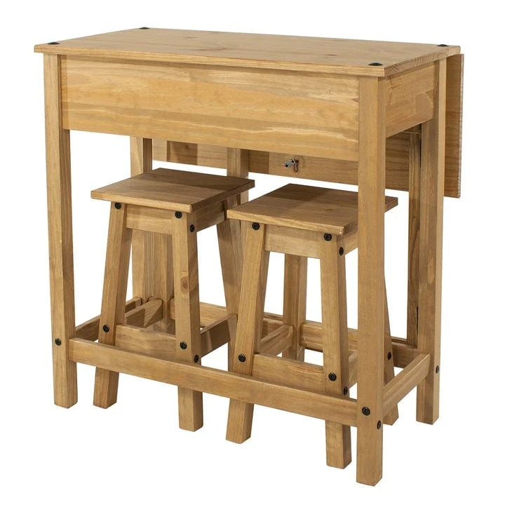 3-teiliges Esszimmer-Set mit Klapptisch aus Kiefernholz