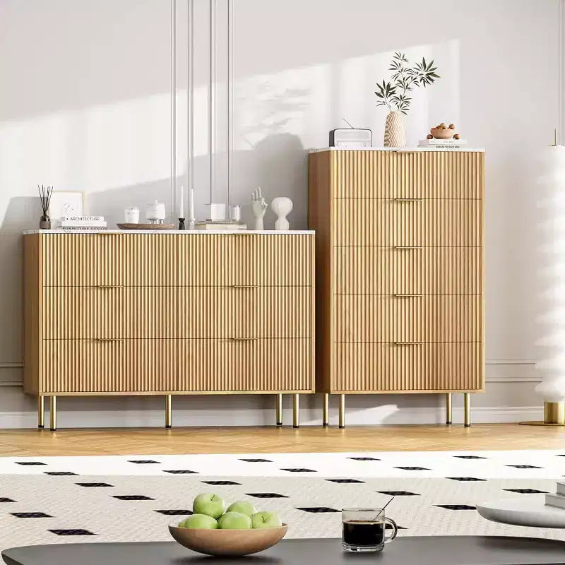 COZONY 6-Schubladen-Kommode mit geriffeltem Design, moderner Holz-Aufbewahrungsschrank, breite Schubladenkommode für Schlafzimmer, Wohnzimmer und Eingangsbereich