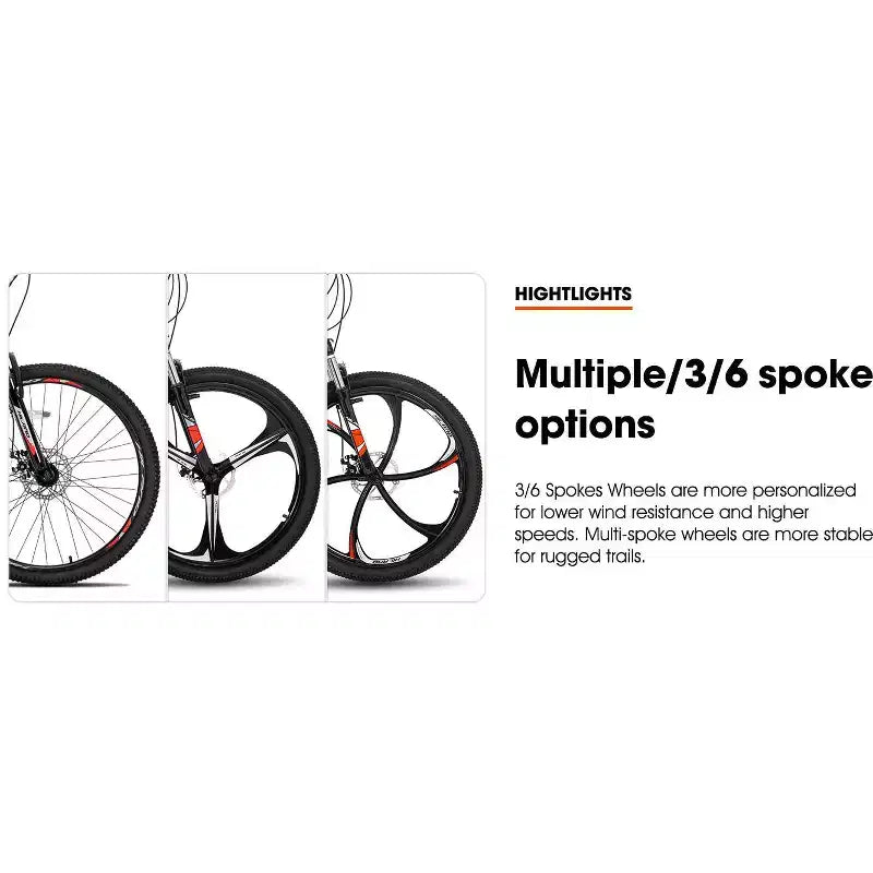 HILAND 26 Zoll Mountainbike für Damen und Herren, 3/6-Speichen-Rad/Multi-Speichen-Rad, 18 Gänge