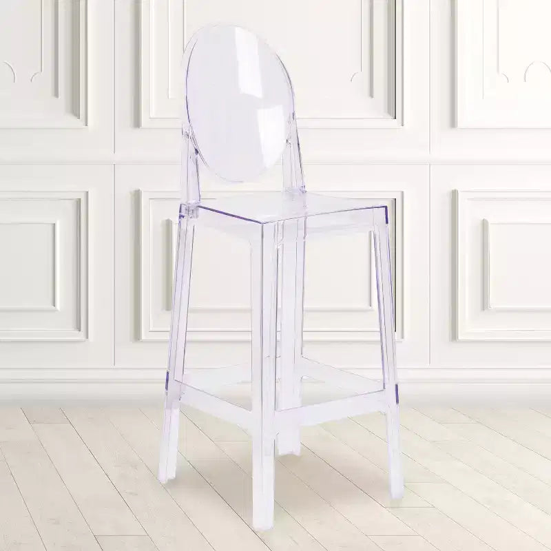 Emma and Oliver Ghost Barhocker mit ovaler Rückenlehne in Transparent Crystal