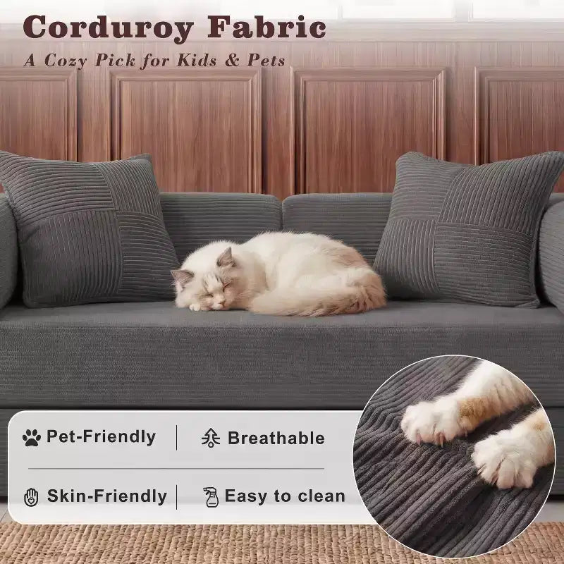 Dyonery 65-Zoll 5-in-1-Schlafsofa, zu einem Doppelbett umbaubar, mit festem Metallrahmen, Cord