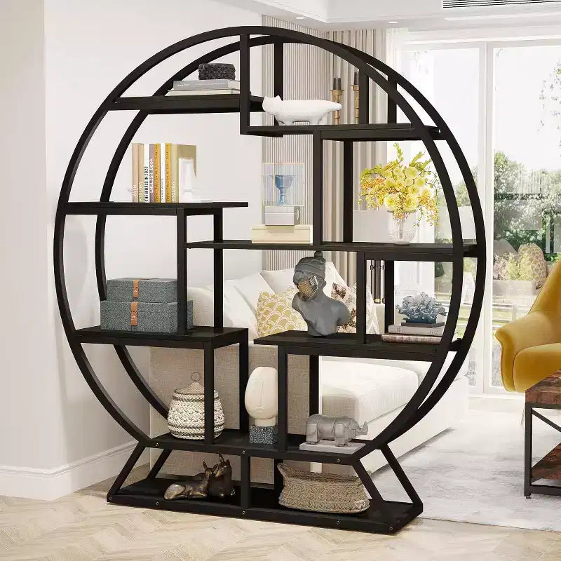 Tribesigns Bücherregal, 157,9 cm, rundes Etagere-Bücherregal