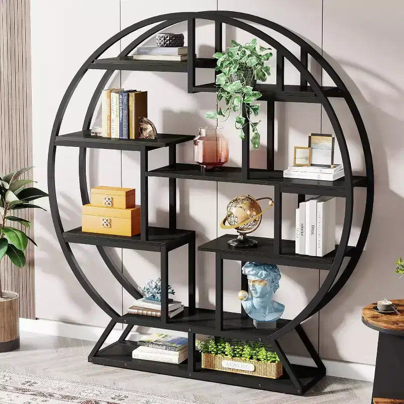 Tribesigns Bücherregal, 157,9 cm, rundes Etagere-Bücherregal