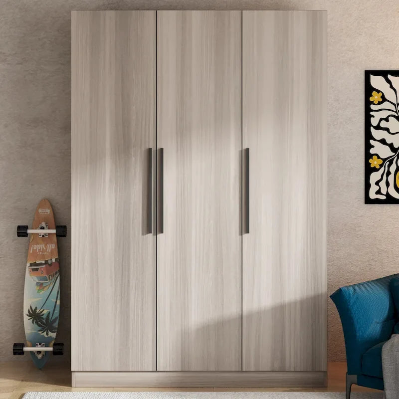 Timechee 47,2 Kleiderschrank Massivholzgriffe Weiß