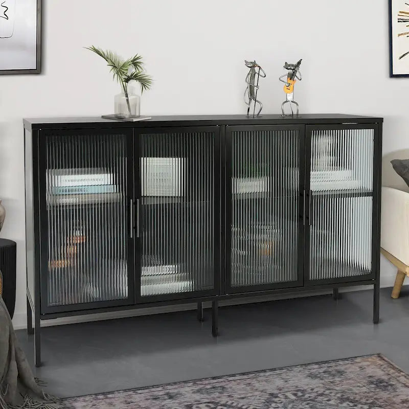 Metall-Vitrine mit ESG-Sicherheitsglas und verstellbarem Einlegeboden