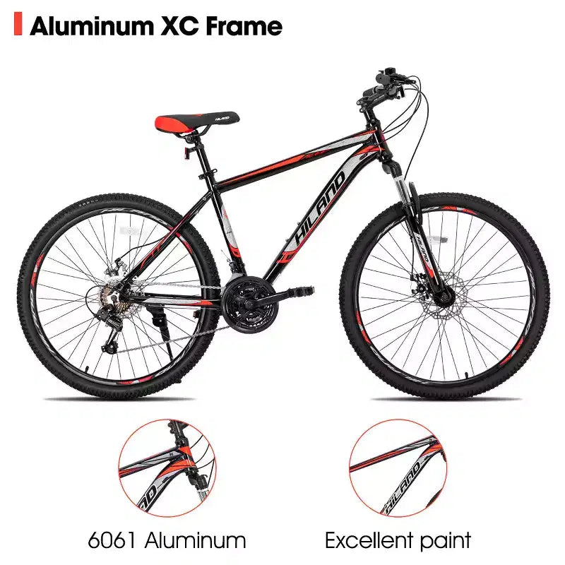 HILAND 26 Zoll Mountainbike für Damen und Herren, 3/6-Speichen-Rad/Multi-Speichen-Rad, 18 Gänge