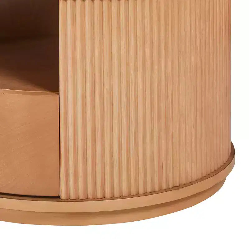 Moderner Couchtisch in Nesting-Bauweise mit Schublade, runder Wohnzimmertisch mit Stauraum