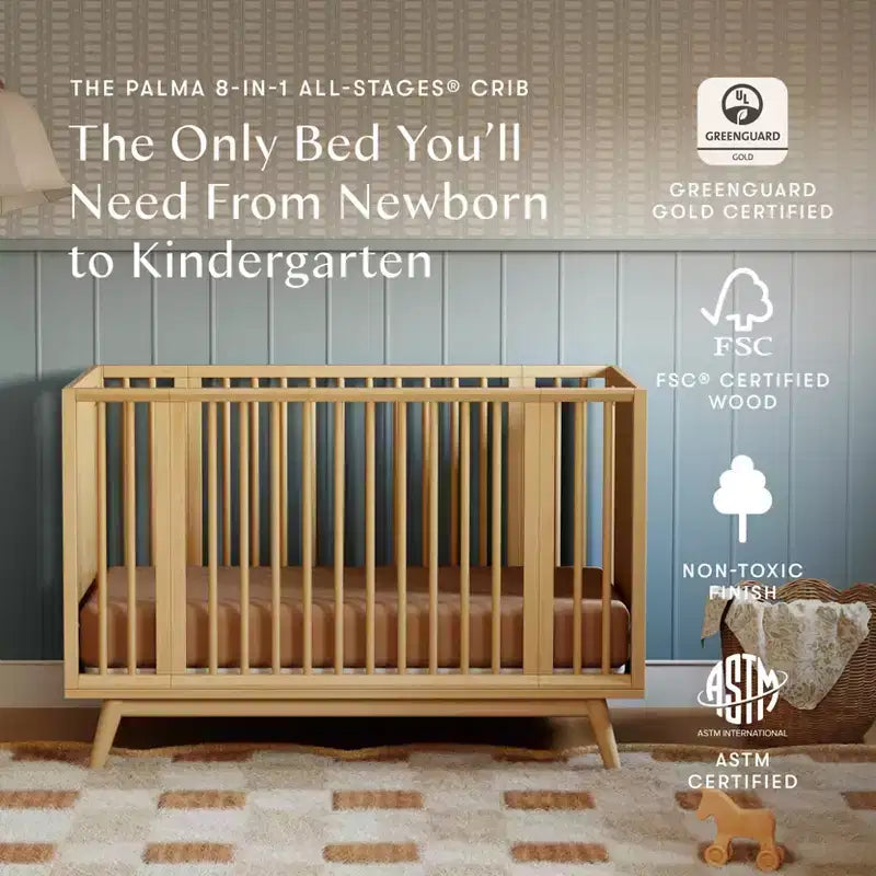Babyletto Palma 8-in-1 wandelbares Kinderbett für alle Wachstumsphasen mit Beistellbett- und Kleinkindbett-Sets