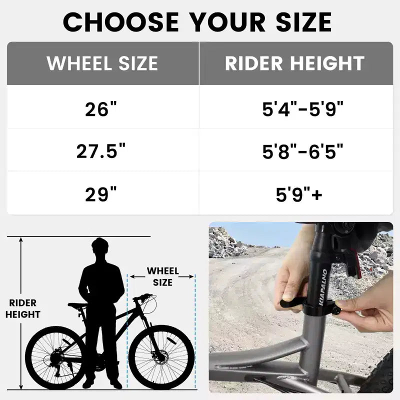 NAYSAYE 26-Zoll-Mountainbike, 21-Gang-Erwachsenenfahrrad mit Rahmen aus hochfestem Carbonstahl und mechanischen Scheibenbremsen vorne und hinten, 67 × 26,5 × 38