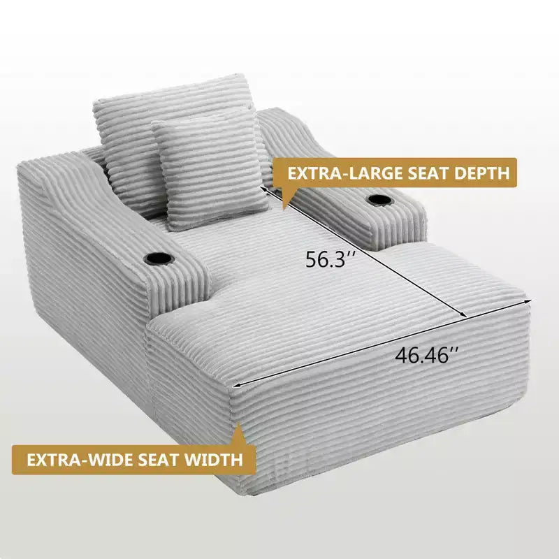 67 Liegestuhl, Schlafsofa für den Innenbereich mit 2 Kissen, weicher Einzelsessel für das Wohnzimmer, keine Montage erforderlich