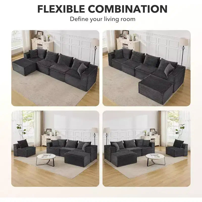 107/ 137 modulares Cloud-Sofa-Element, tiefes, rahmenloses Sofa, wandelbares, bequemes Bodensofa mit Hockern und Memory-Schaumstoff