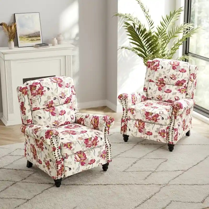 2er-Set moderner Polster-Relaxsessel mit Kunstleder/Stoffbezug